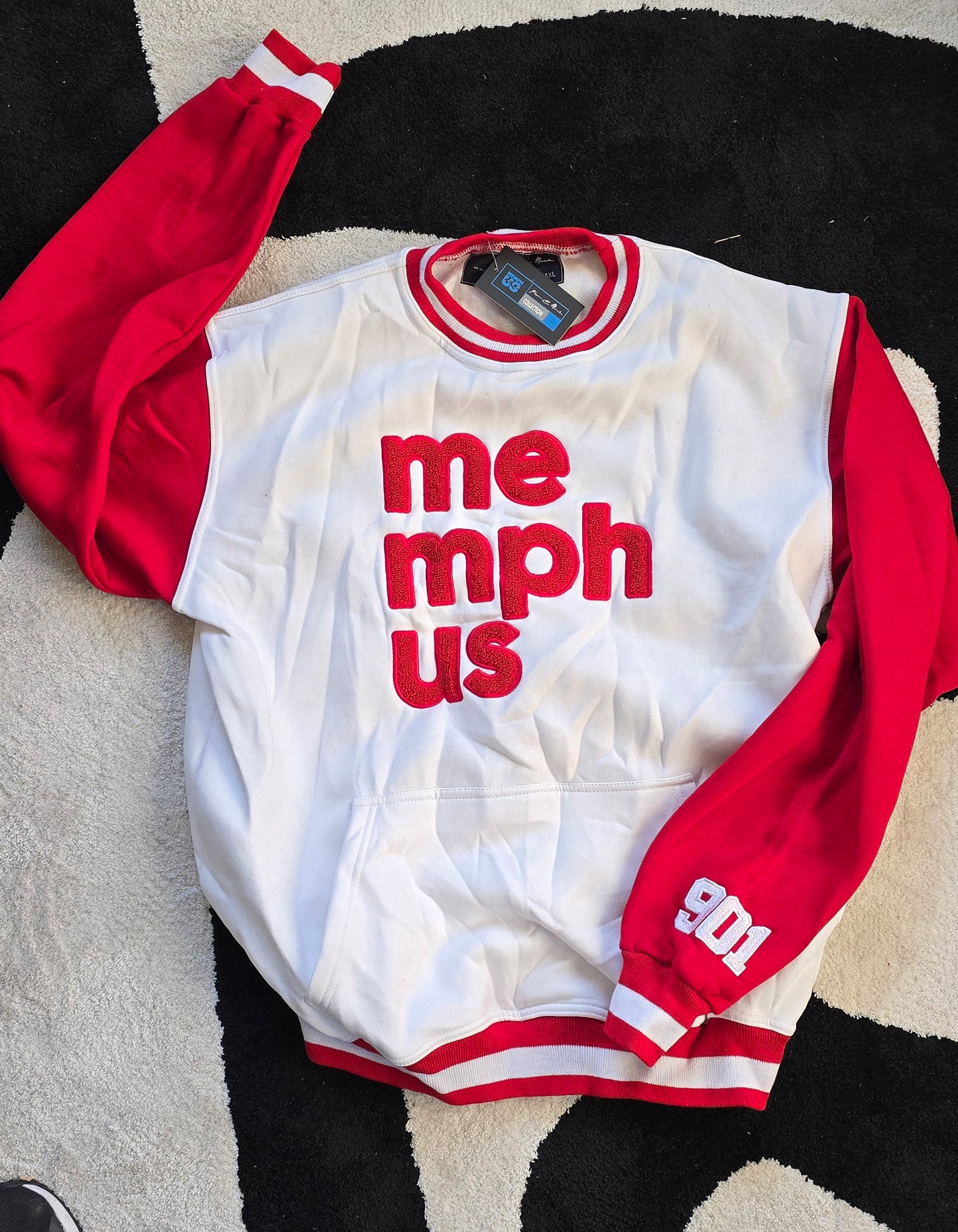 Classic White Body and Red Sleeves crewneck