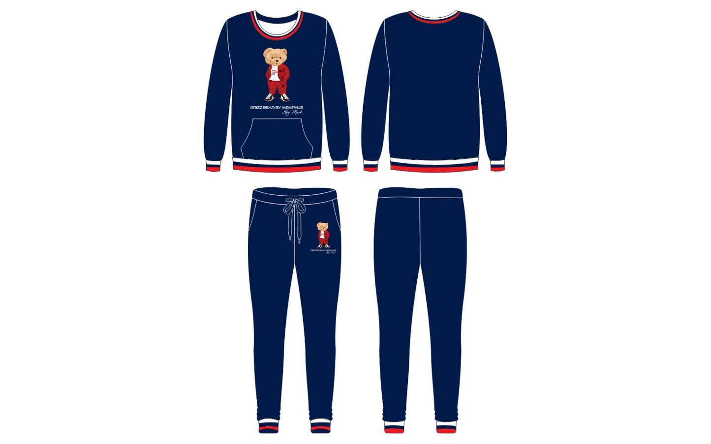 Beary MemphUS Jogger | UNISEX | Navy with Red + White