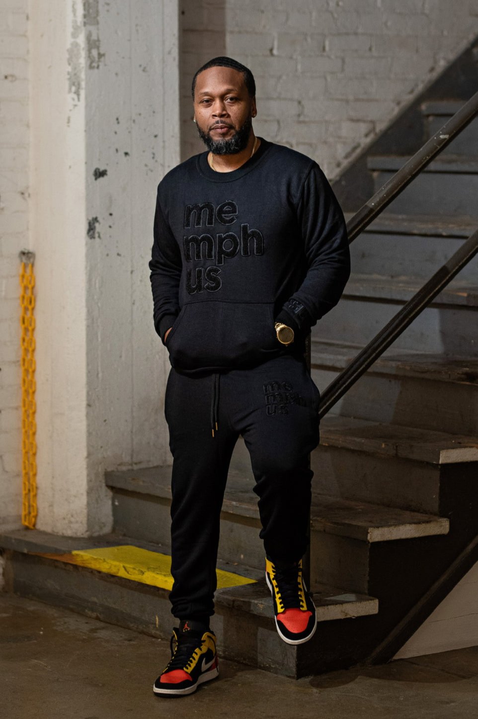 Classic MemphUS Crewneck Jogger Set | Black on Black