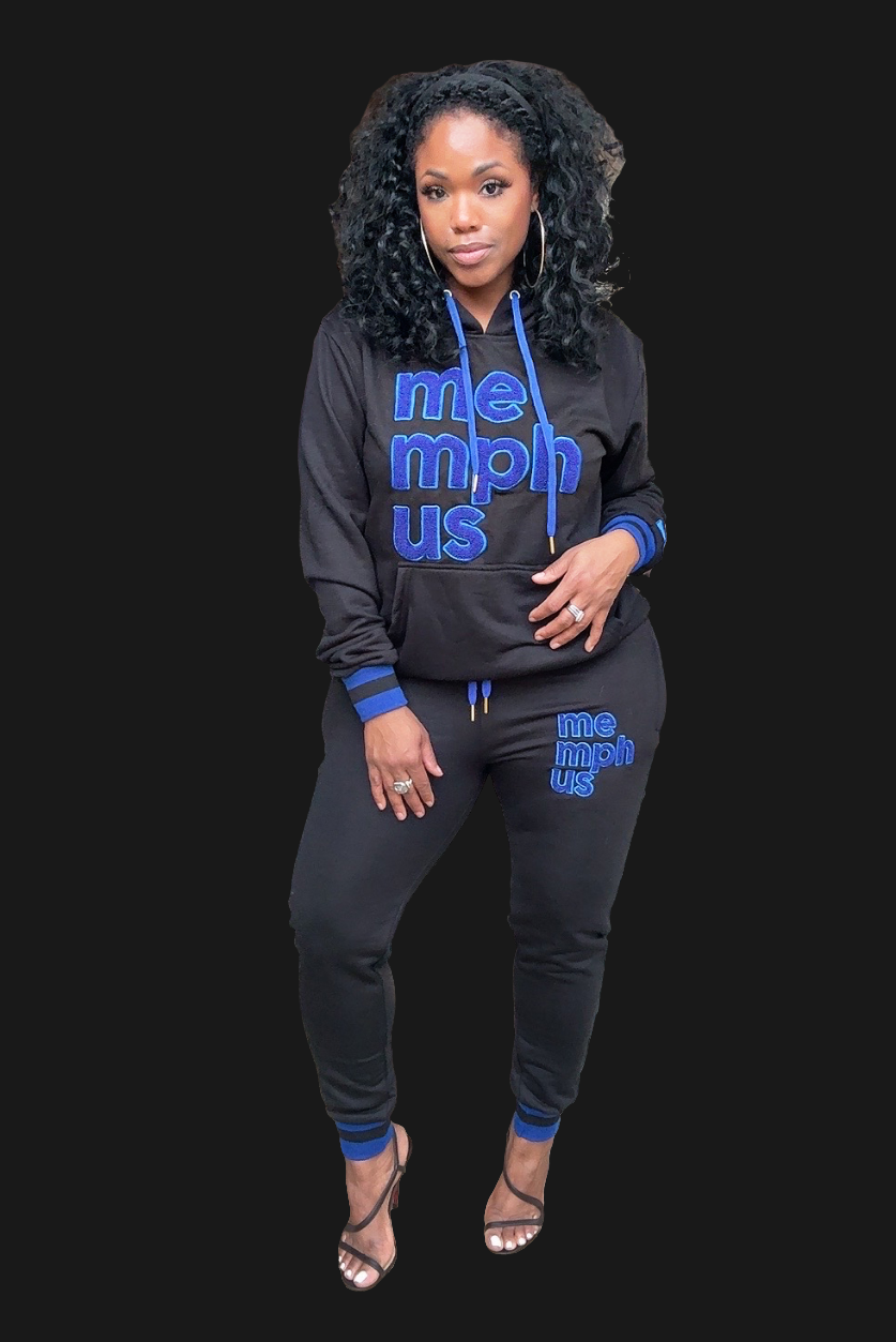 Classic Black and Blue Hoodie Jogger Set