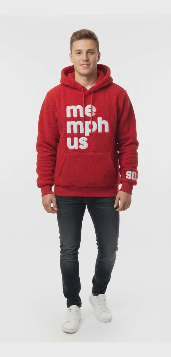 Red sherpa fabric hoodie