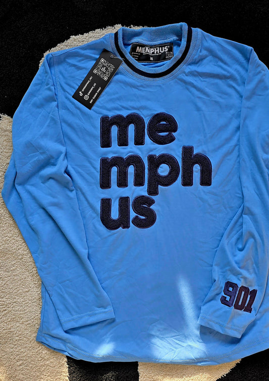 Light Blue and Navy long sleeve tee