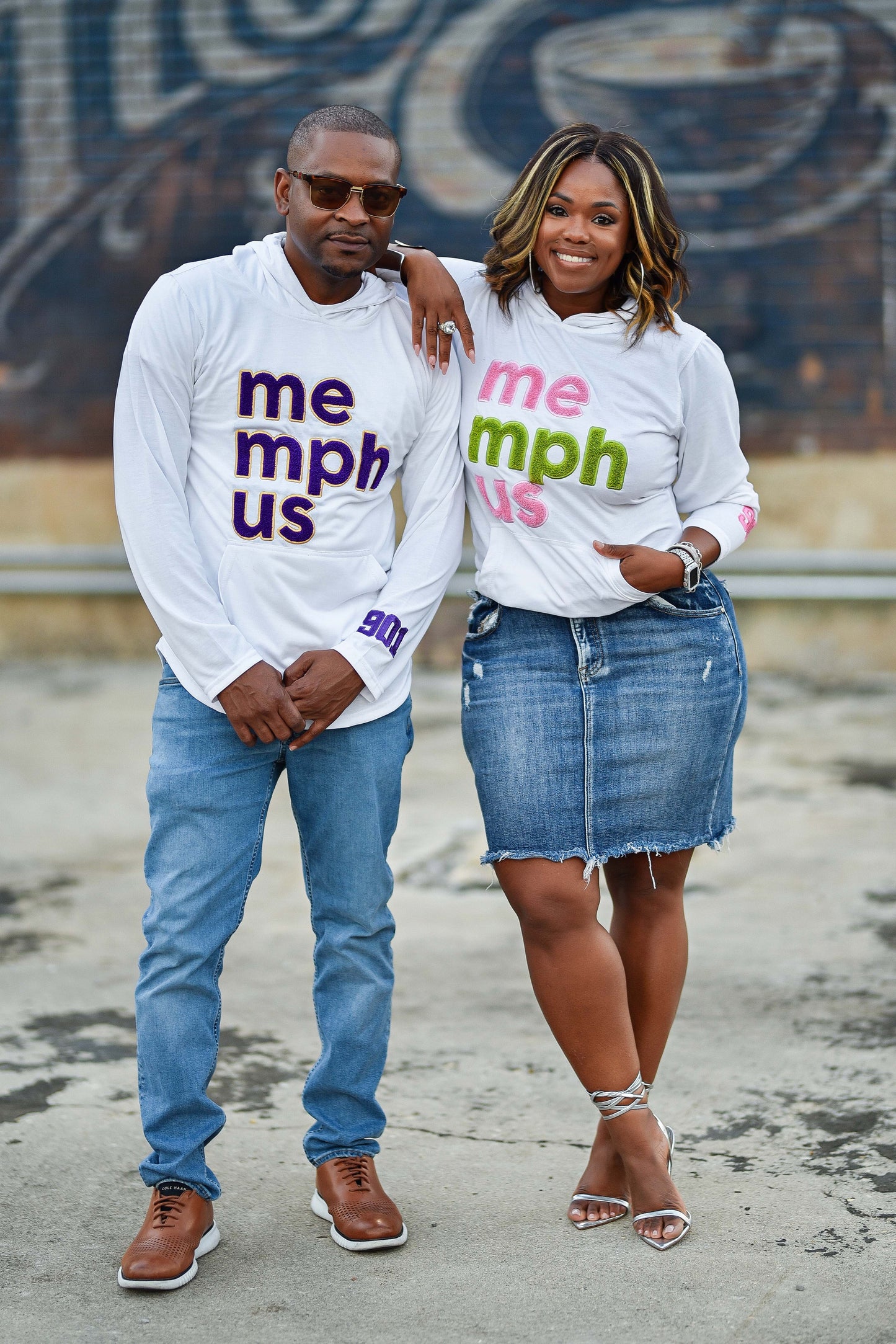 Hooded Long Sleeve MemphUS Tee {Pink + Green}