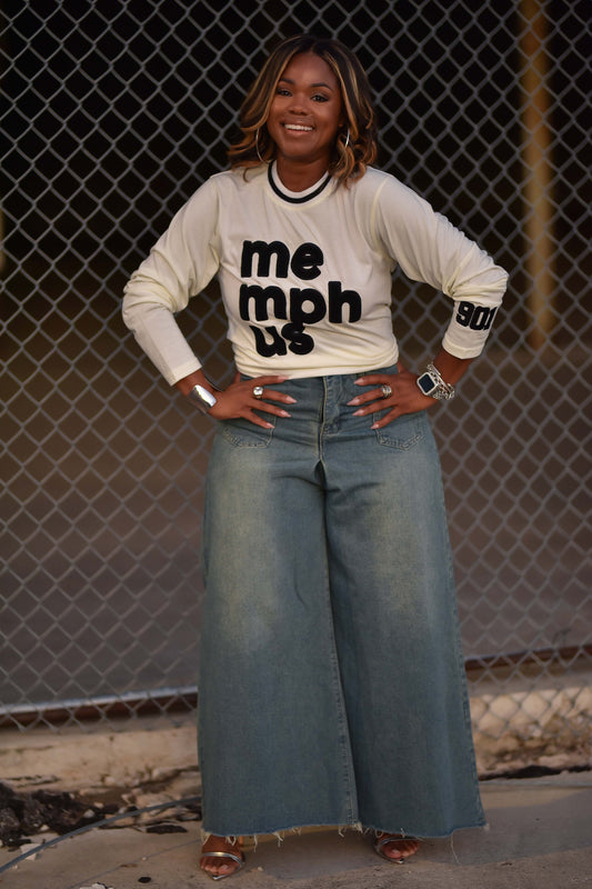 Long Sleeve MemphUS tee {Cream + Black}