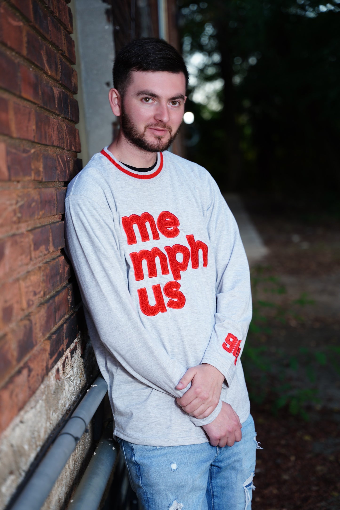 Long Sleeve MemphUS tee {Gray + Red}