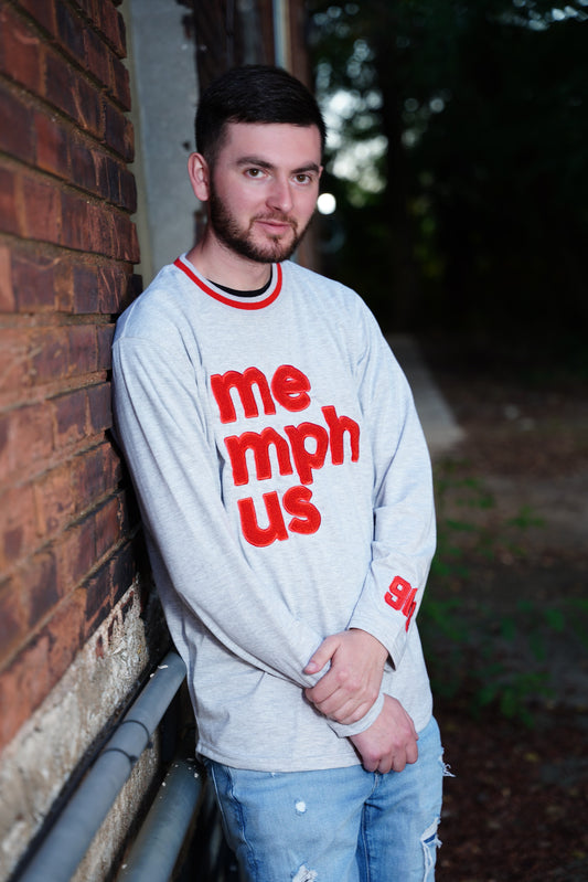 Long Sleeve MemphUS tee {Gray + Red}