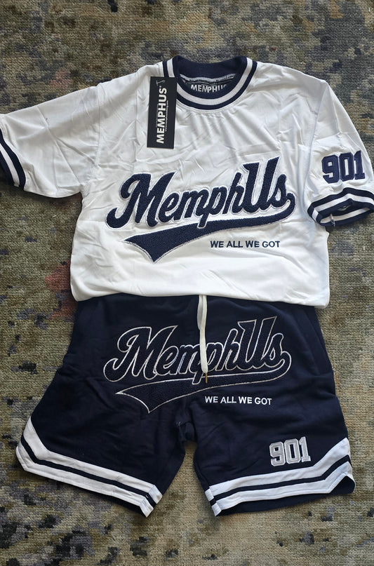 Memphus White and Navy short set