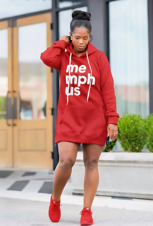 Red and white oversized hoodie